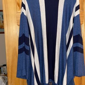Chic Navy and White Striped Women's Poncho